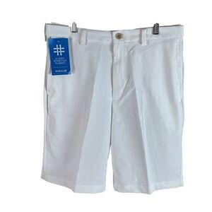 NEW Haggar‎ Cool 18 Pro Golf Shorts Mens 32 White Stretch Flat Front Quick Dry